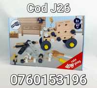 Masina din Lemn-Set de Constructii Cu accesorii pentru copii - J26