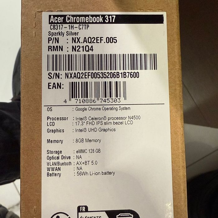Laptop Acer Chromebook 317 Intel Celeron N4500, 8GB/128GB
