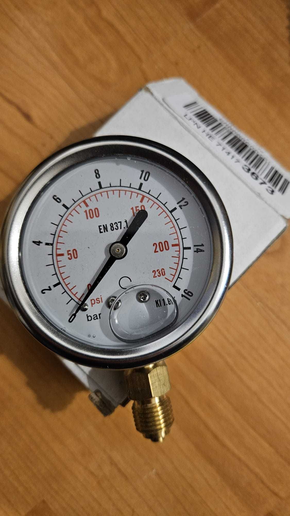 Manometru cu glicerină, conexiune radială, oțel inoxidabil IP65, 63 mm