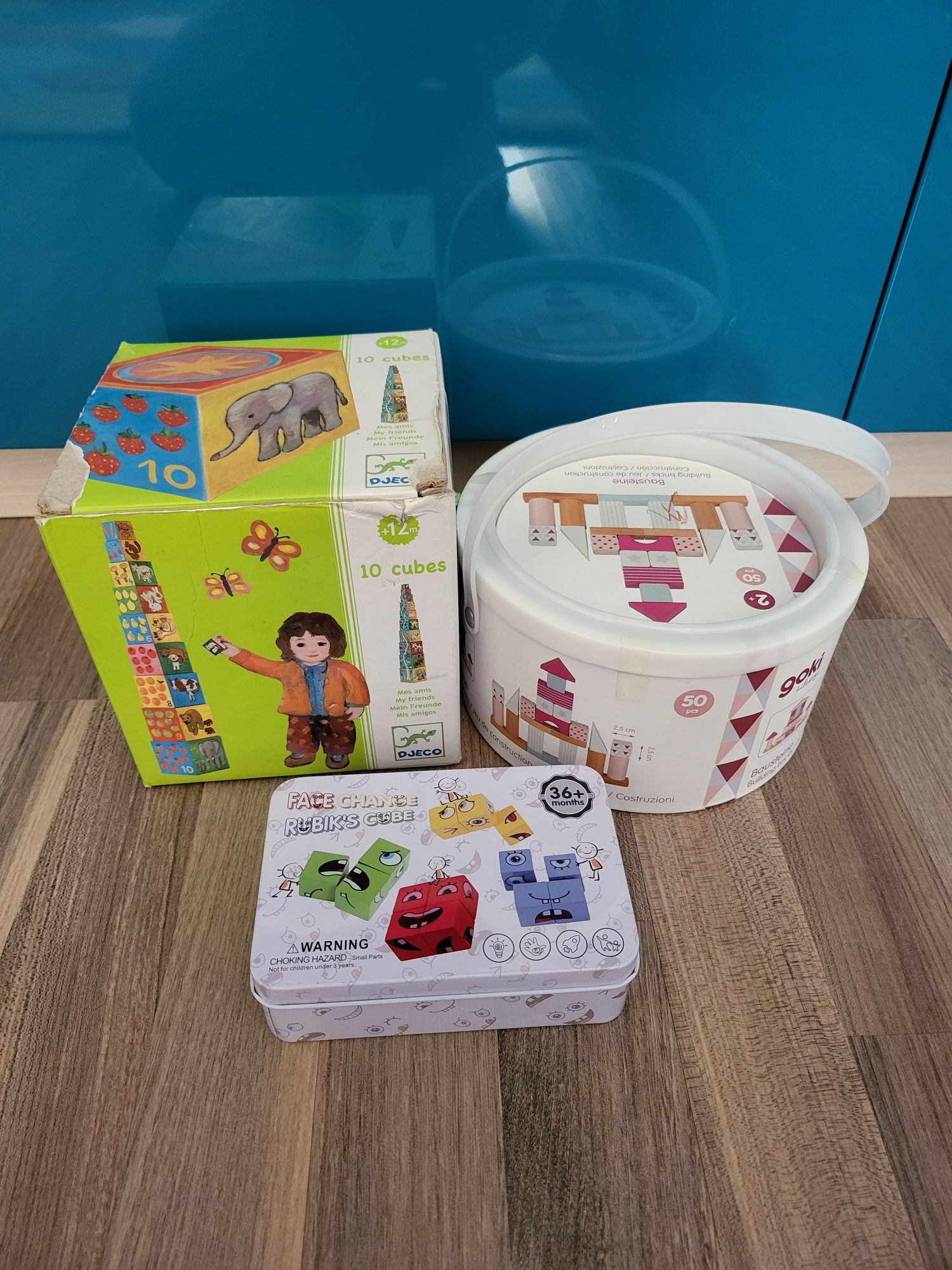 Lot jucării educative cuburi lemn și Turn Montessori