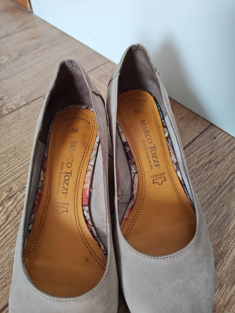 Pantofi Marco Tozzi bej piele
