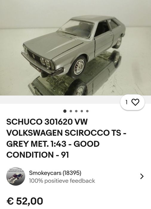 Продавам VOLKSWAGEN SCIROCCO TS - GREY MET. 1:43 -много добро състояни