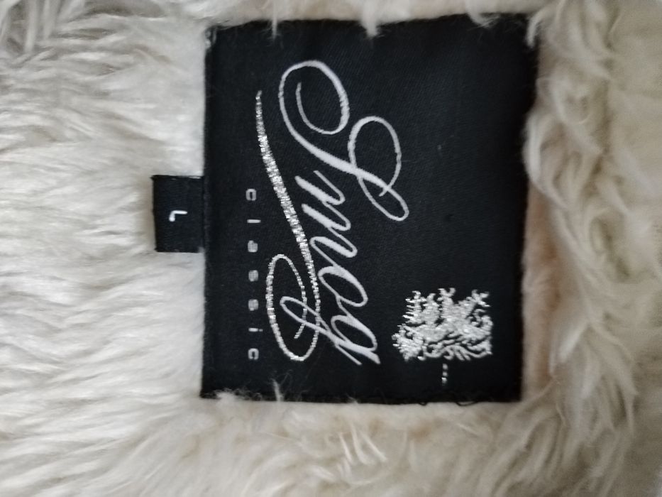 Geaca alba SMOG de piele intoarsa