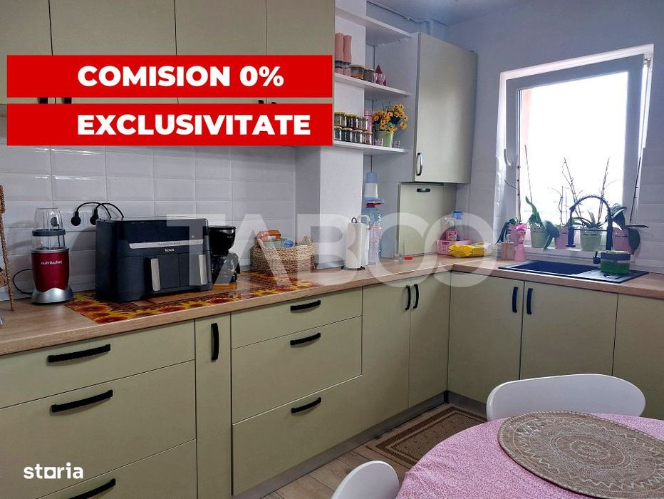 Apartament renovat 66 mp 3 camere 2 bai balcon pivnita Cisnadie