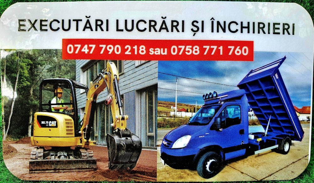Închiriez excavatoar/miniexcavator/masina bascula/Vand Fose Septice ec