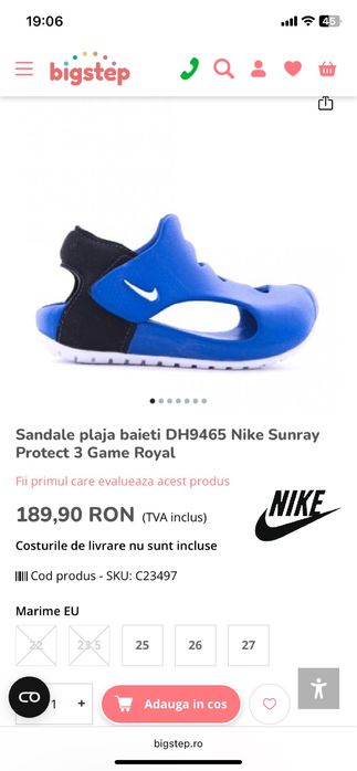 Sandale copii Nike Sunray Protect 3 marimea 31