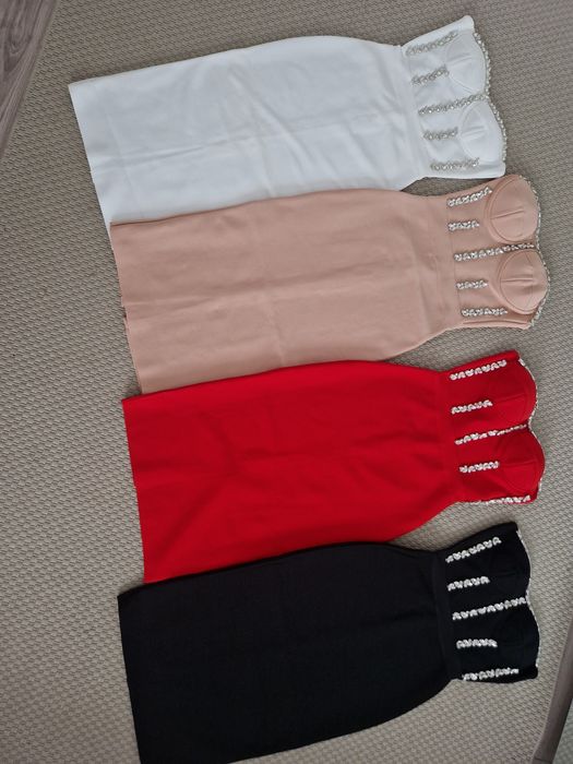 Vand rochie bandage nou alb cununie civila botez marime M