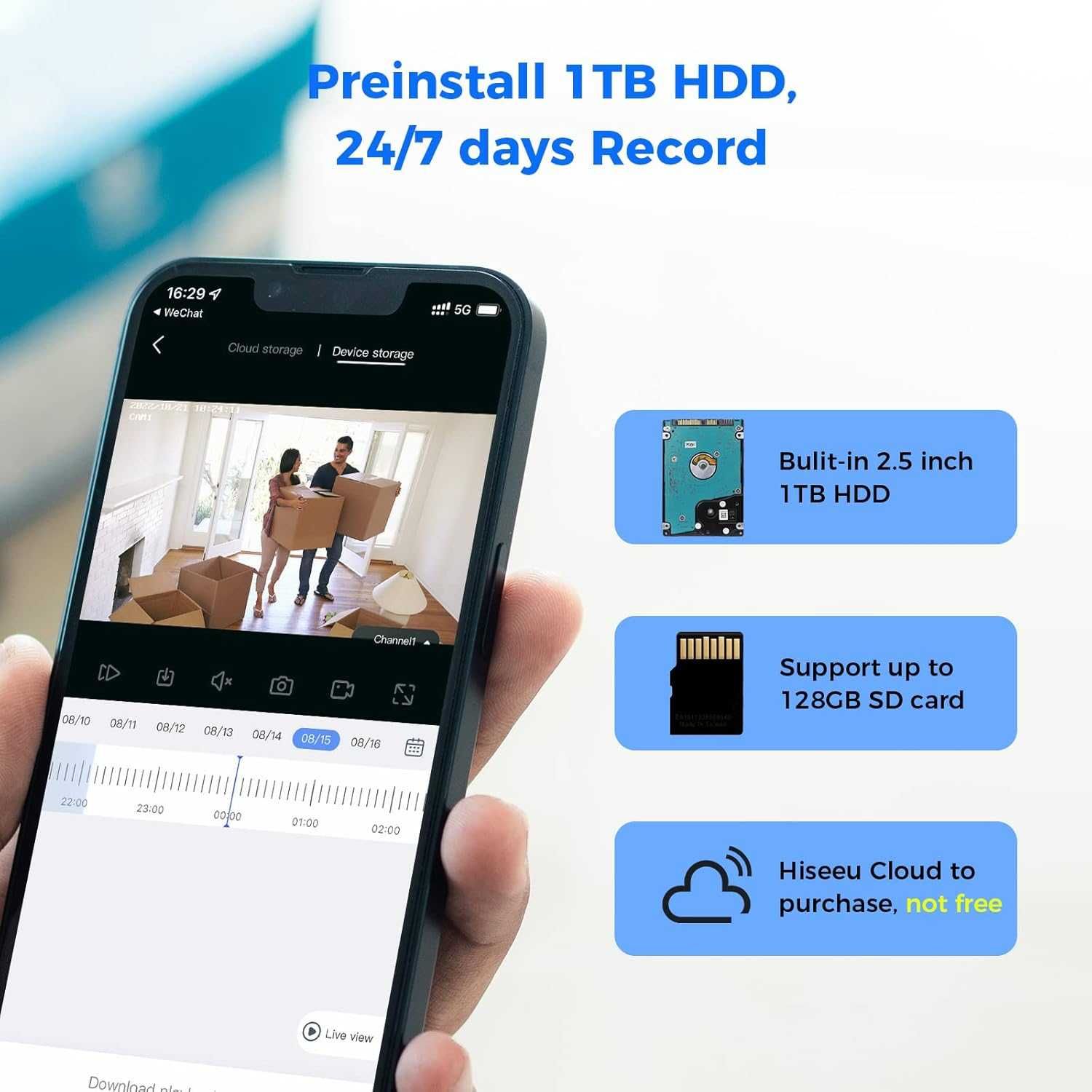 Нова система за видеонаблюдение Hiseeu 4бр. 5MP PTZ, 10'', 10CH с 1TB.