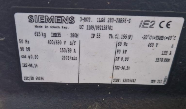 Pompa apa grundfoss irigatii tambur, 90kW, 250mc, 10bar, 3000rpm, 380V