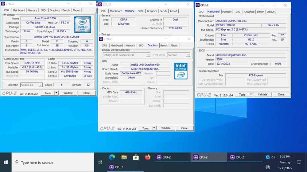 Calculator complet , functional, procesor i7-8700 , placa de baza Asus