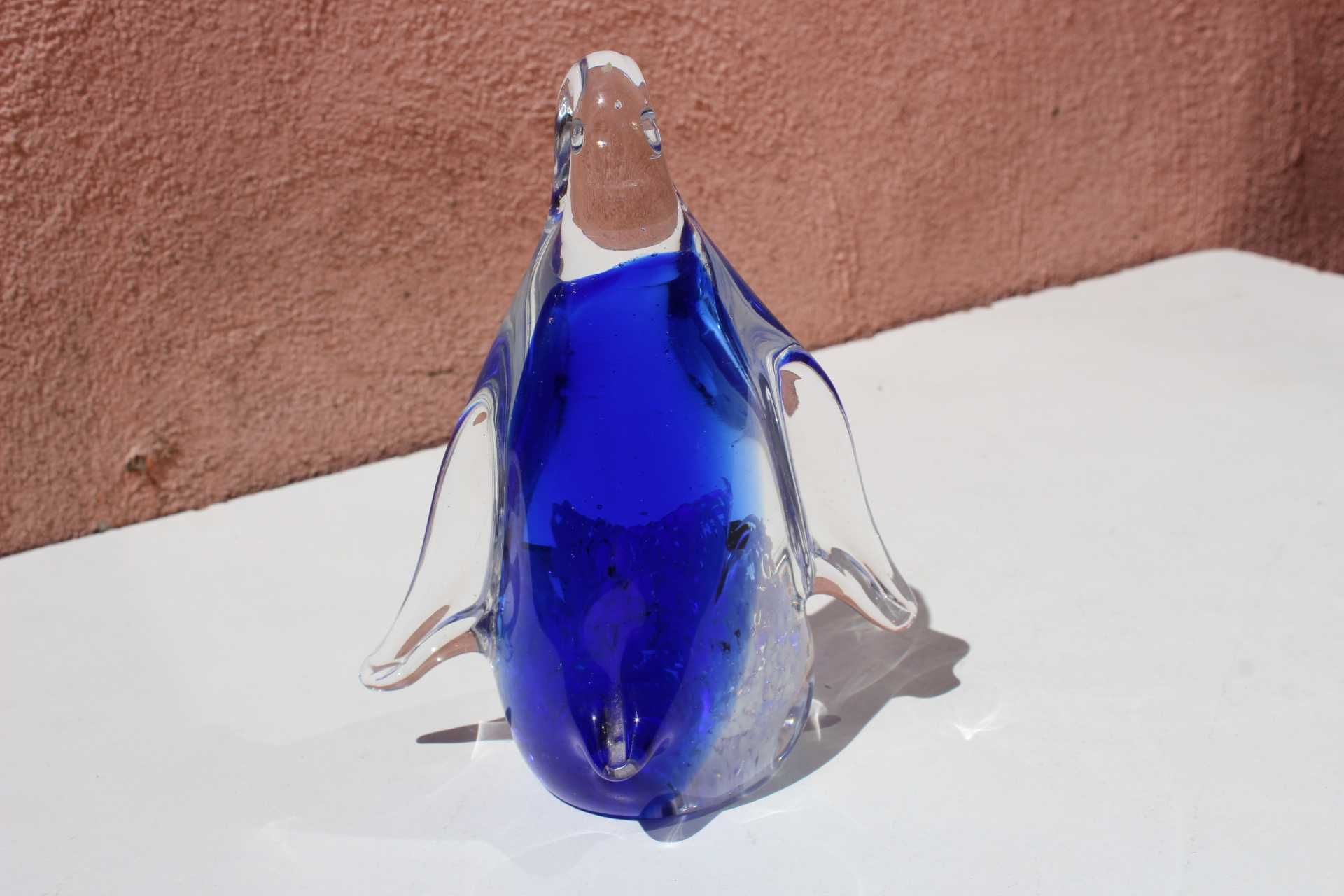 Figurina PINGUIN cu pui, sticla MURANO, Italia, lucrat manual