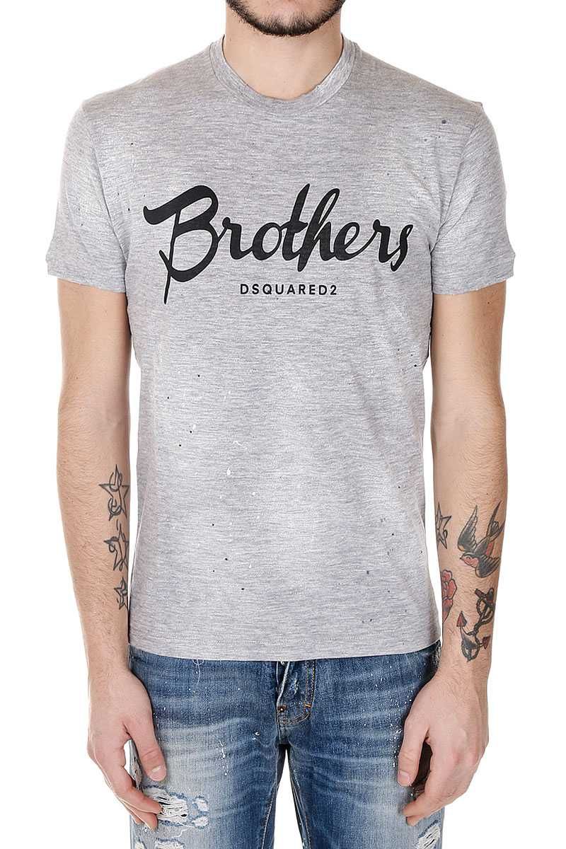 Оригинална тениска Dsquared2. Размер M. Цвят сив Модел Brothers ТОП