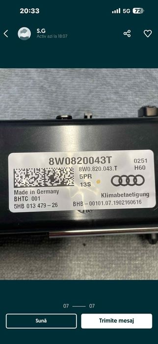Panou climatronic digital audi a4 b9/b9.5