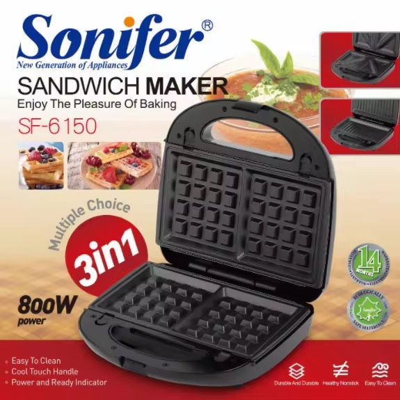 Доставка! Вафельница, сендвичница, тостер Sonifer 3 в 1 SF-6150