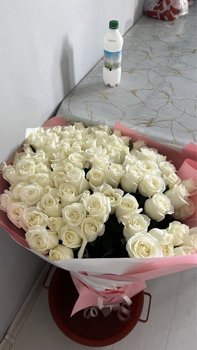 Свежие белые розы больше 101