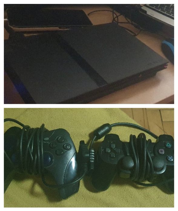PS2 Slim Playstation 2 cu 1+1 gratis 2 manete, alimentator, cablu AV