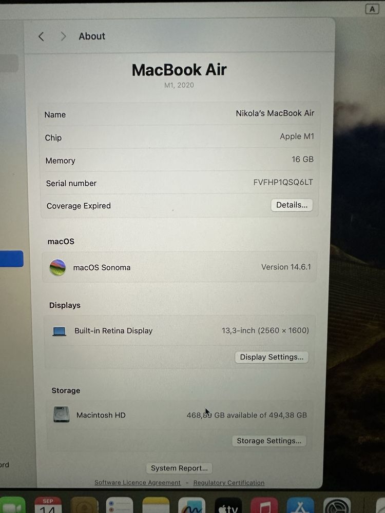 Apple 13.3" MacBook Air, Apple M1