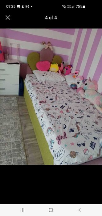 Pat tapițat power cu saltea 90/200