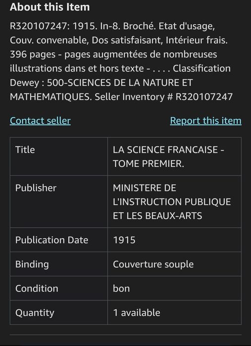 Vând cartea La science francaise 1915 Paris