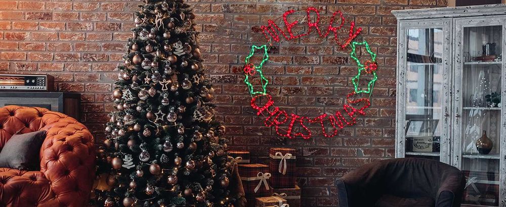 Лед Led светлинен надпис кръгла Весела коледа Merry Christmas