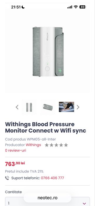 Vand aparat tensiune arteriara WiFi Withings BP Connect
