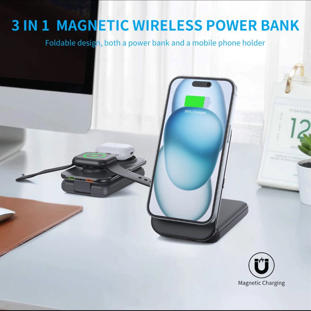 Внешний аккумулятор powerbank, 80000 мАч, чорный