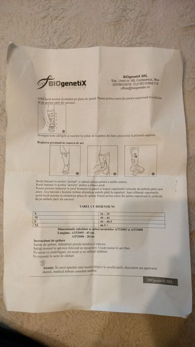 Orteză glezna și tibie, mărimea S