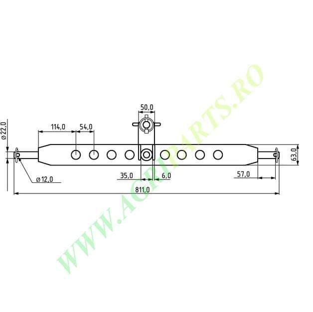 Bara remorcare in 3 puncte, categoria 1, sarcina maxima 3500 Kg, pe