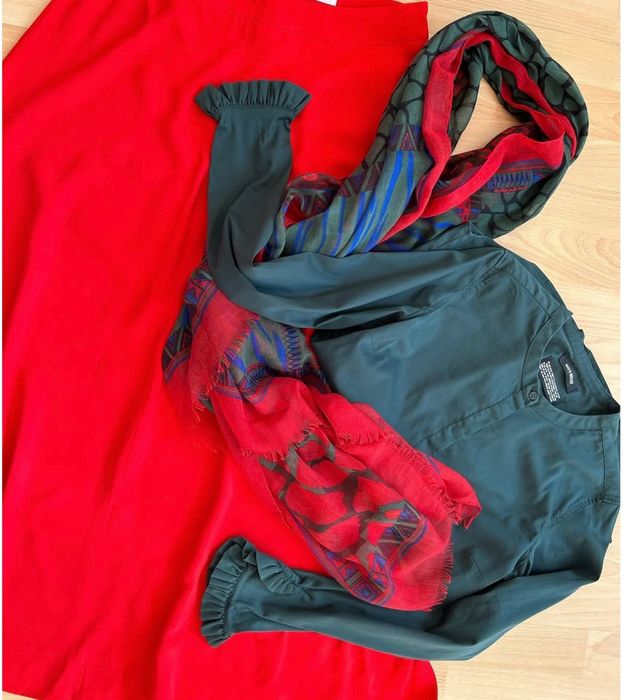 Разкошна дълга пола в червено Just in case & риза Mos Mosh