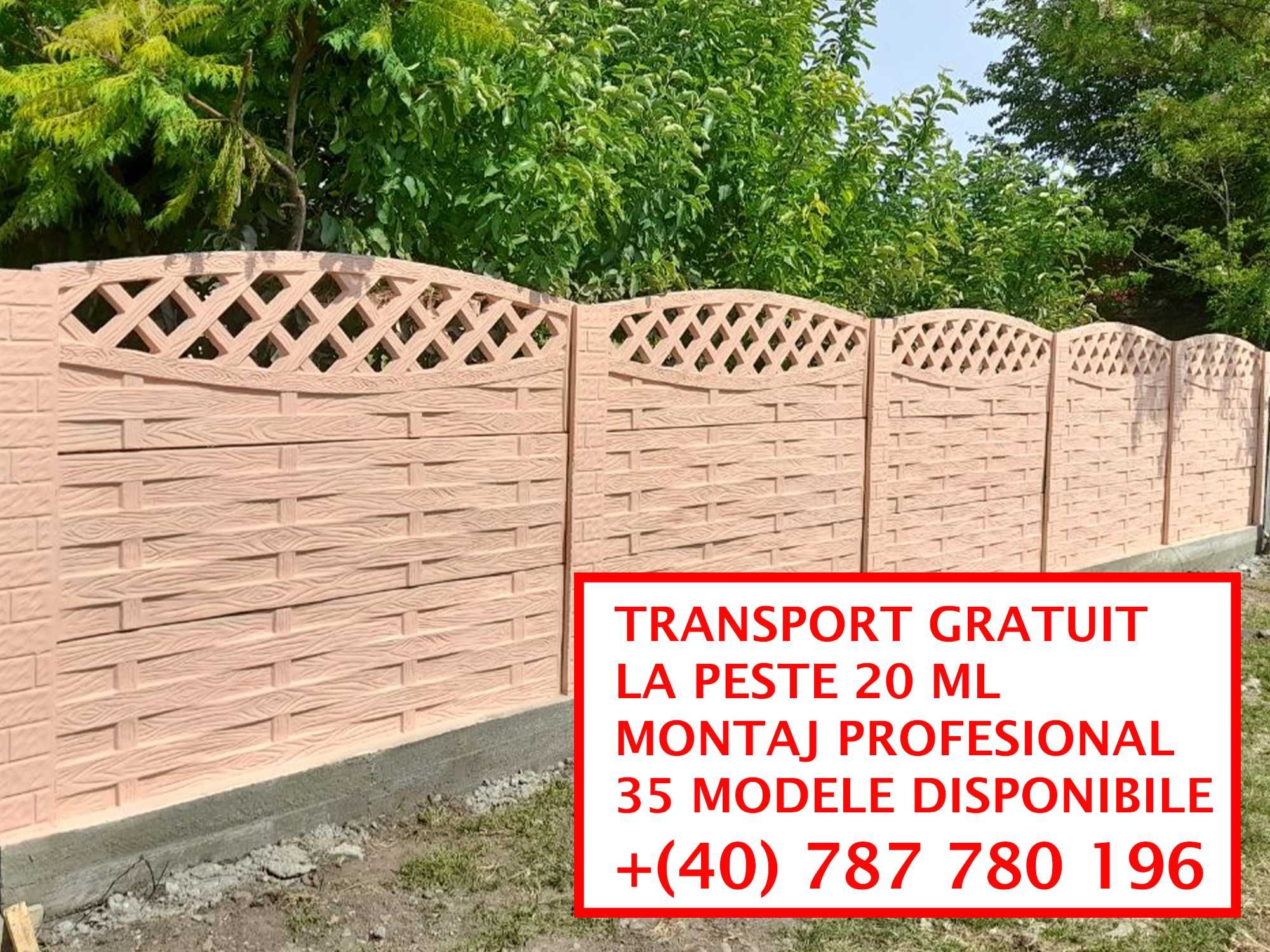 Gard din beton/35 Modele/Montaj/Transport GRATUIT la 20m+/Toata tara