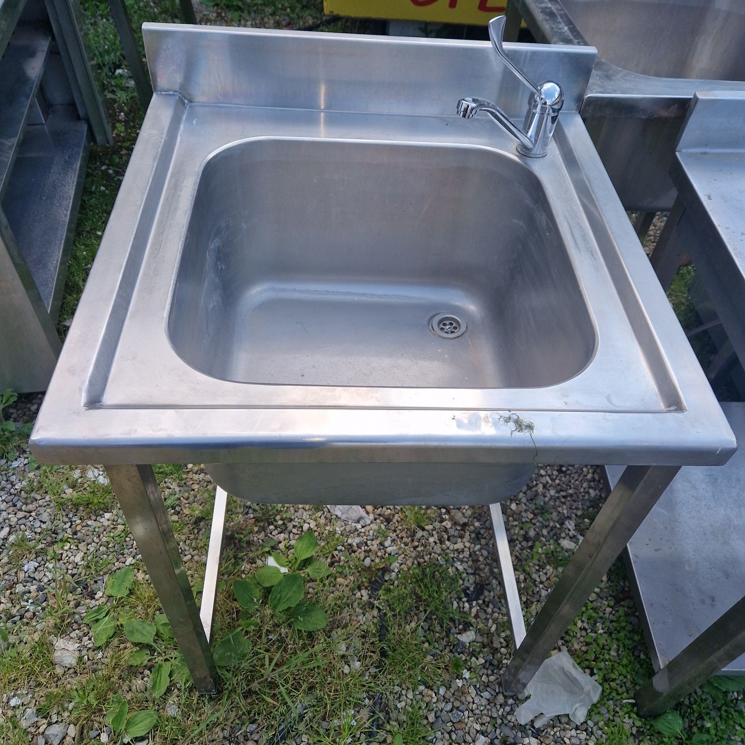 Chiuveta inox gros 1 cuva mare, 70x70 cm și robinet