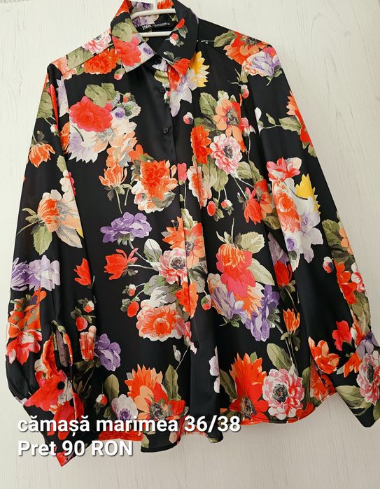 Cămașă cu imprimeu floral , mâneci lungi