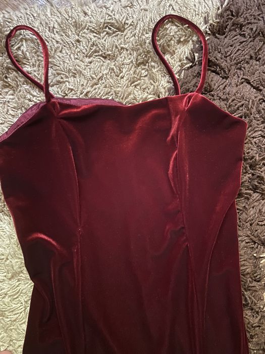 Rochie de Catifea Lungă Roșie