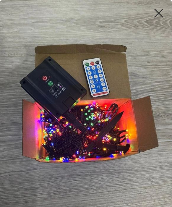 Lumini Craciun Panou Fotovoltaic cu 500 de Becuri LED 50m Multicolor