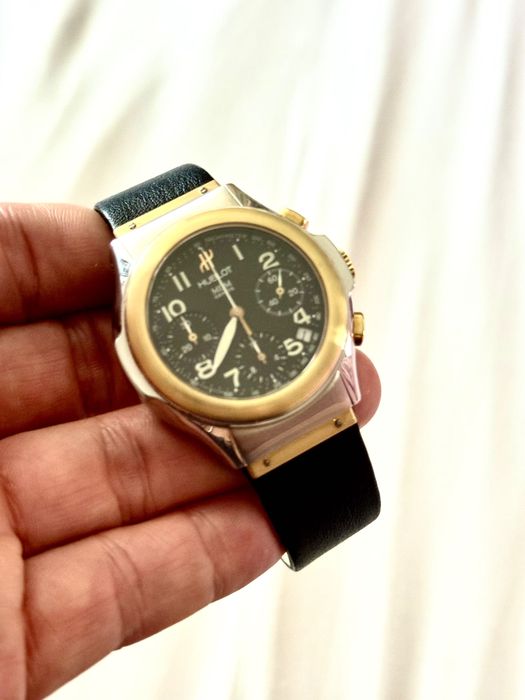 H U B L O T Elegant Chronograph Dial Negru Aur Oțel Curea Piele 

40mm