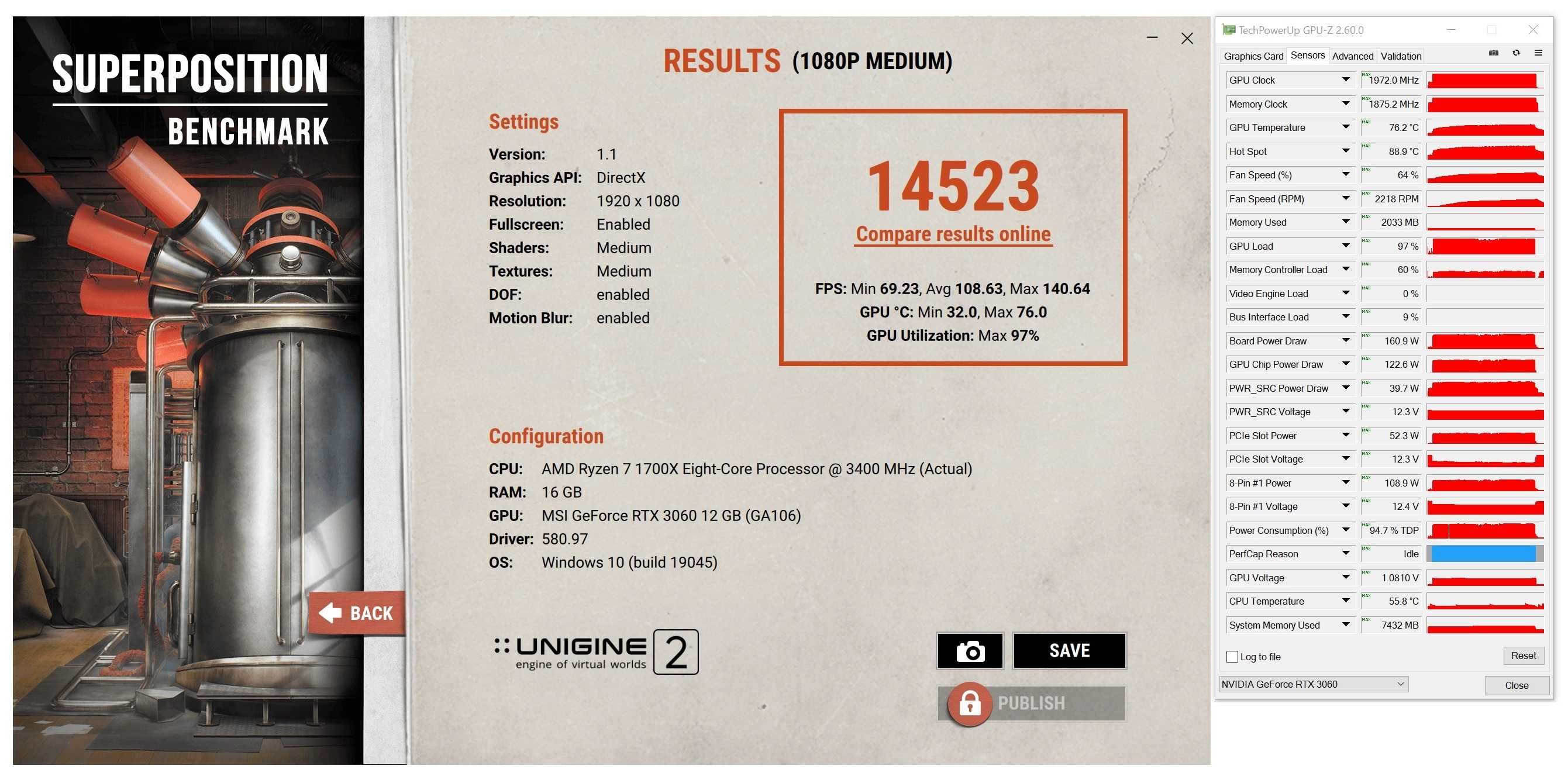 Геймърски компютър Ryzen 7 RTX 3060 12GB GDDR6 RAM 16GB SSD 512GB ARGB