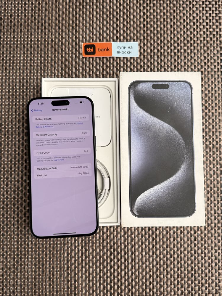 КАТО НОВ!/*ЛИЗИНГ*/ iPhone 15 Pro Max Blue Titanium 256Gb / Айфон
