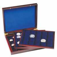 луксозна дървена кутия VOLTERRA  с 3 табли за монети -различни размери