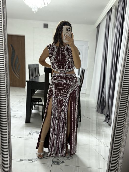 Rochie Asos burgundiu cu perle