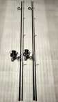 SET 2 Lansete FL EXCIA 3.90m 3.5lbs 2seg +  2 Mulinete Eastshark 10000