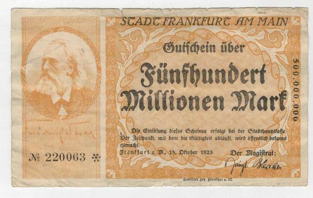 Bancnote Germania - 500 milioane Marci 1923