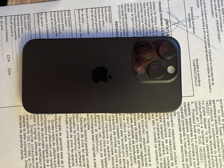 Iphone 16 PRO, 256 Gb, Garantie asigurare Orange