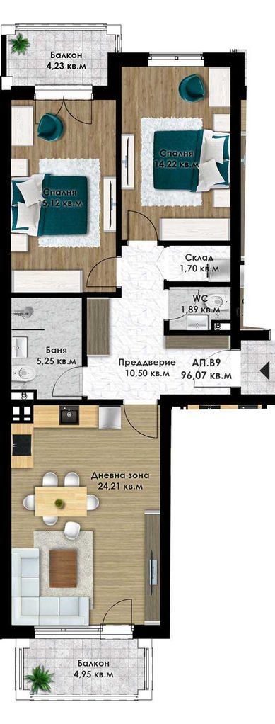Продава се Тристаен апартамент в Пловдив, Остромила - 111 кв.м за 860 €/кв.м - Снимка #1