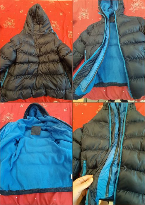 Geacă copii albastră-neagră, cu polar pe interior, foarte călduroasă,