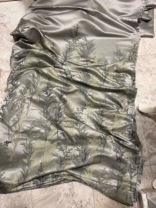 Нова уникална завеса сребро и резеда