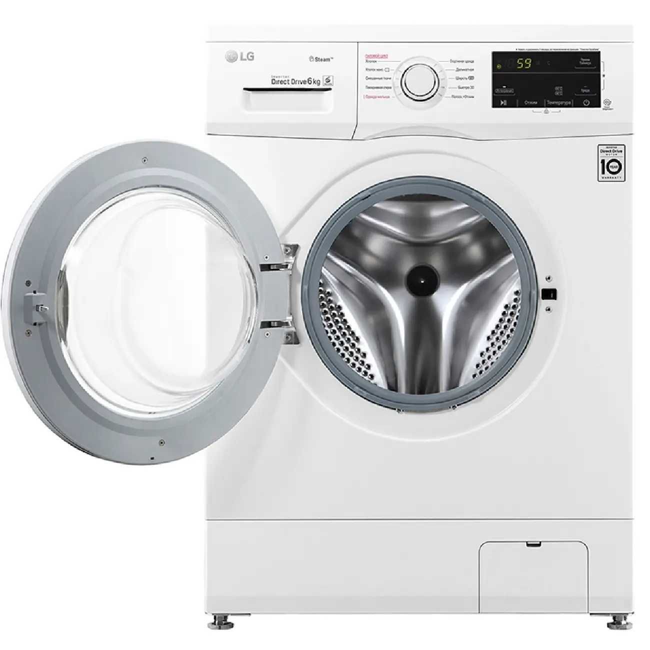 Узкая стиральная машина LG F2J3NS0W, функция пара Steam, 6кг