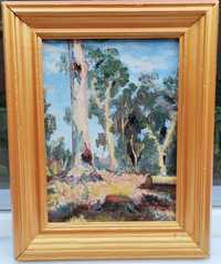 Tablou Peisaj cu Pădure de Stejari pictura ulei inramat 35x45cm