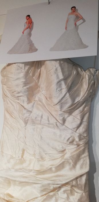 Rochie de mireasă din shantung mătase naturală și tulle cu aplicațiii