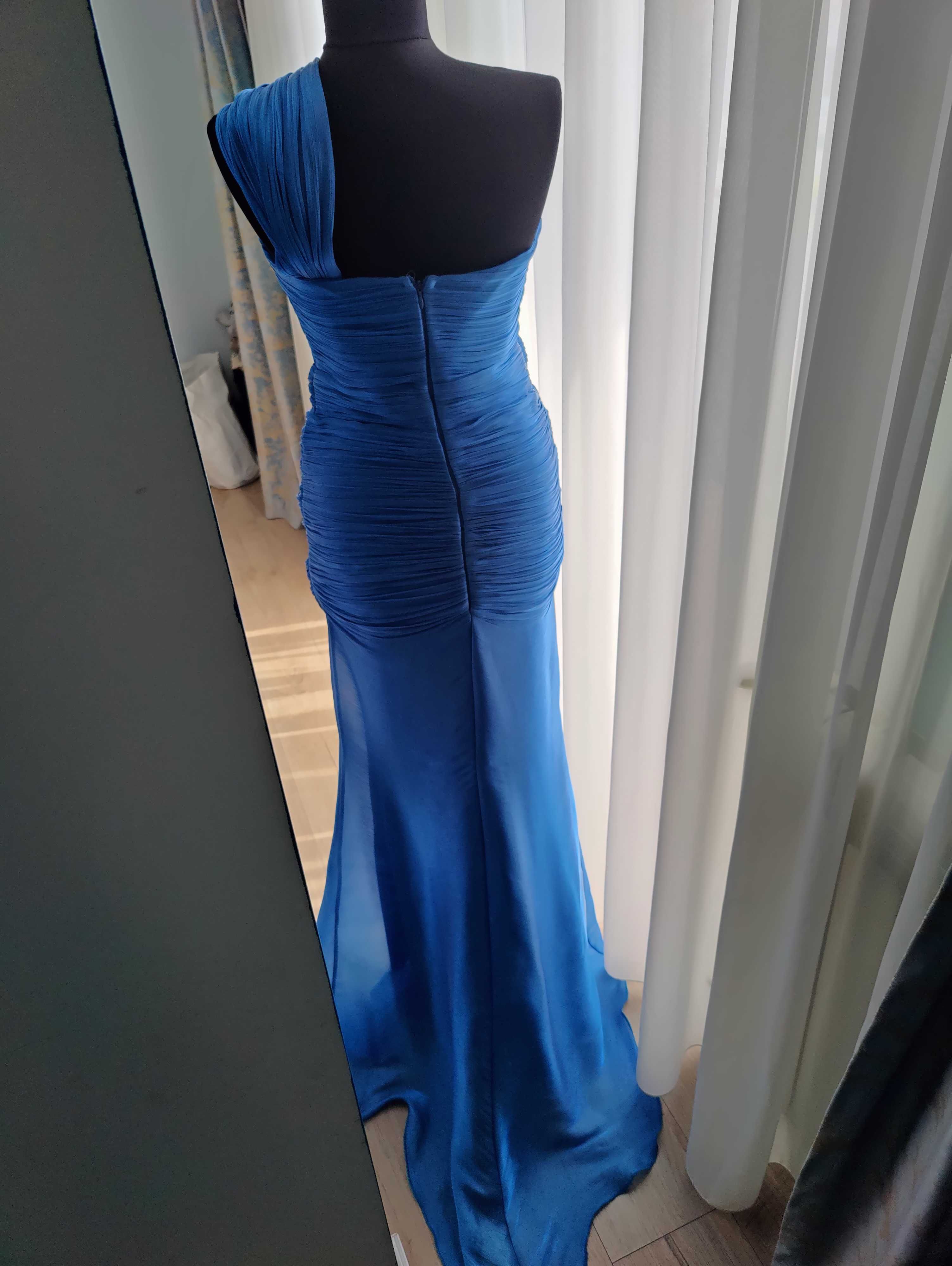 Vand/Inchiriez Rochie Bleu Brandie XS-S matase talie cambrata