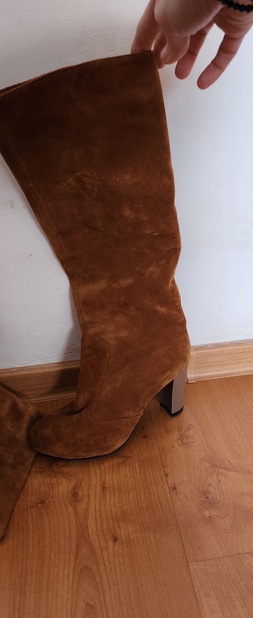 Cizme piele intoarsa camel